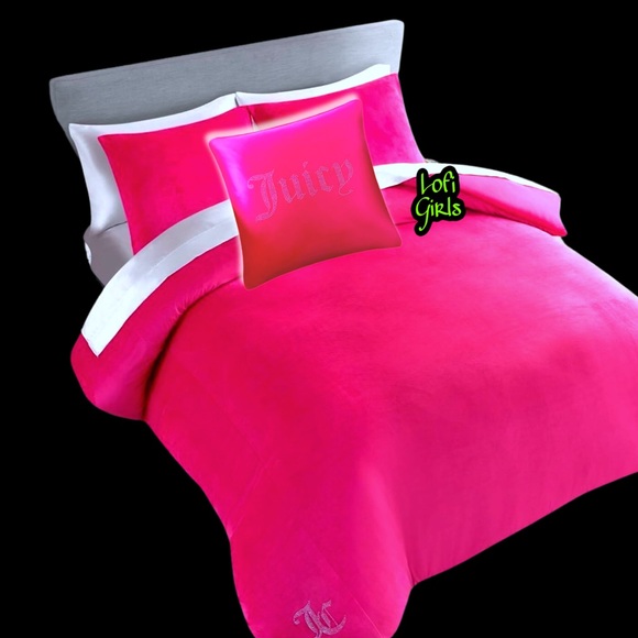 Juicy Couture Gothic Bling Crystal Logo Velour Tracksuit Comforter 4 pc Bed Set - Picture 1 of 5